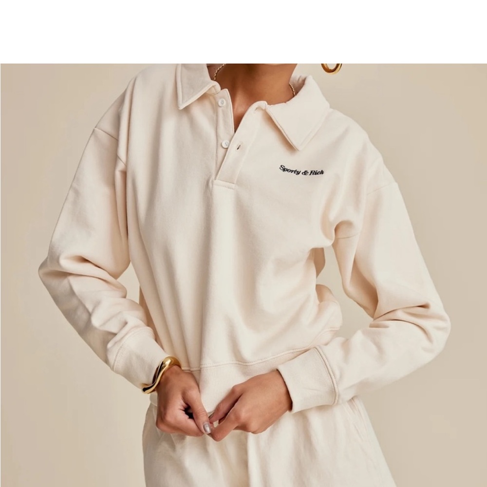 Sporty & Rich Off-White Polo Sweatshirt in S